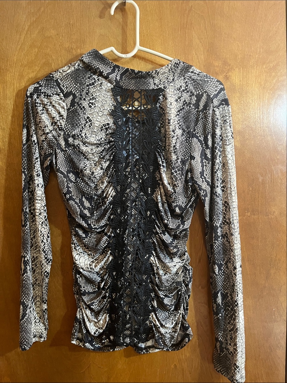 VENUS Snake-Print Long Sleeve Top with Black Lace Back Panel - Bundle